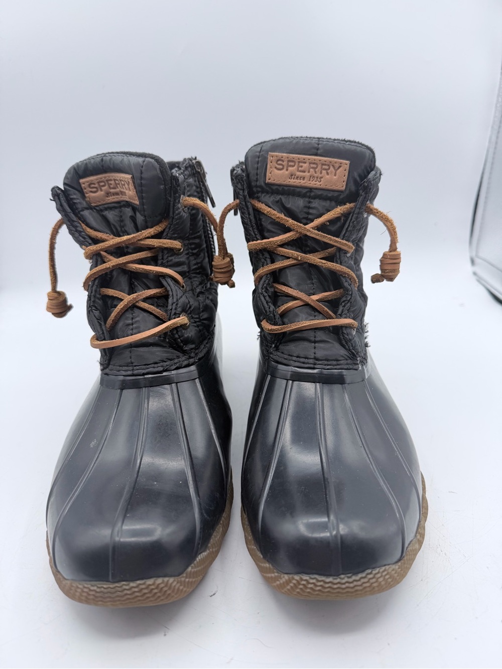 Sperry Black & Brown Womens Duck Boots 8.5